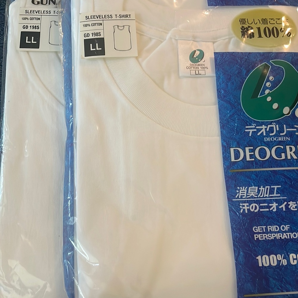 New Gunze White Round-neck Sleeveless Cotton Odor Resistant Undershirt XL LL